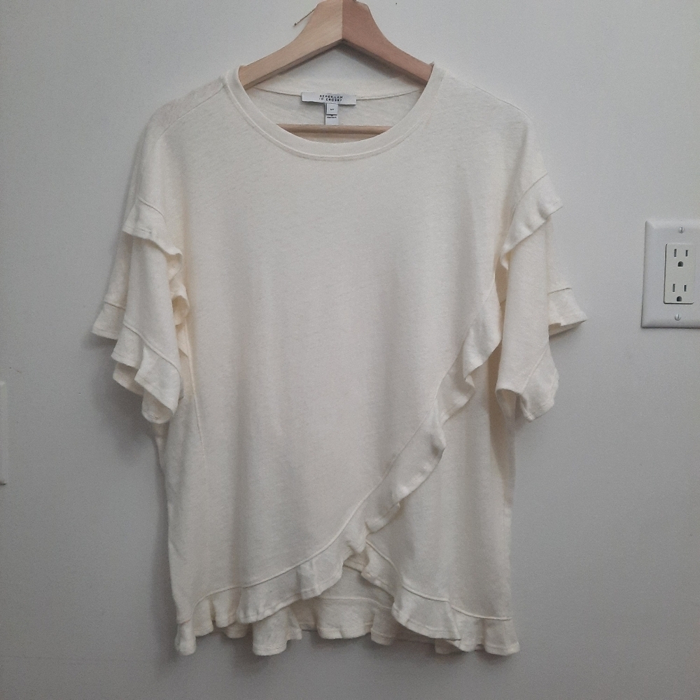 10 Crosby Derek Lam Timothea Ruffle Short Sleeve Shirt
